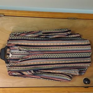 Umgee Mixed Print Tunic Top Women's L Boho